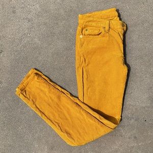 7 for all mankind mustard yellow skinny corduroys